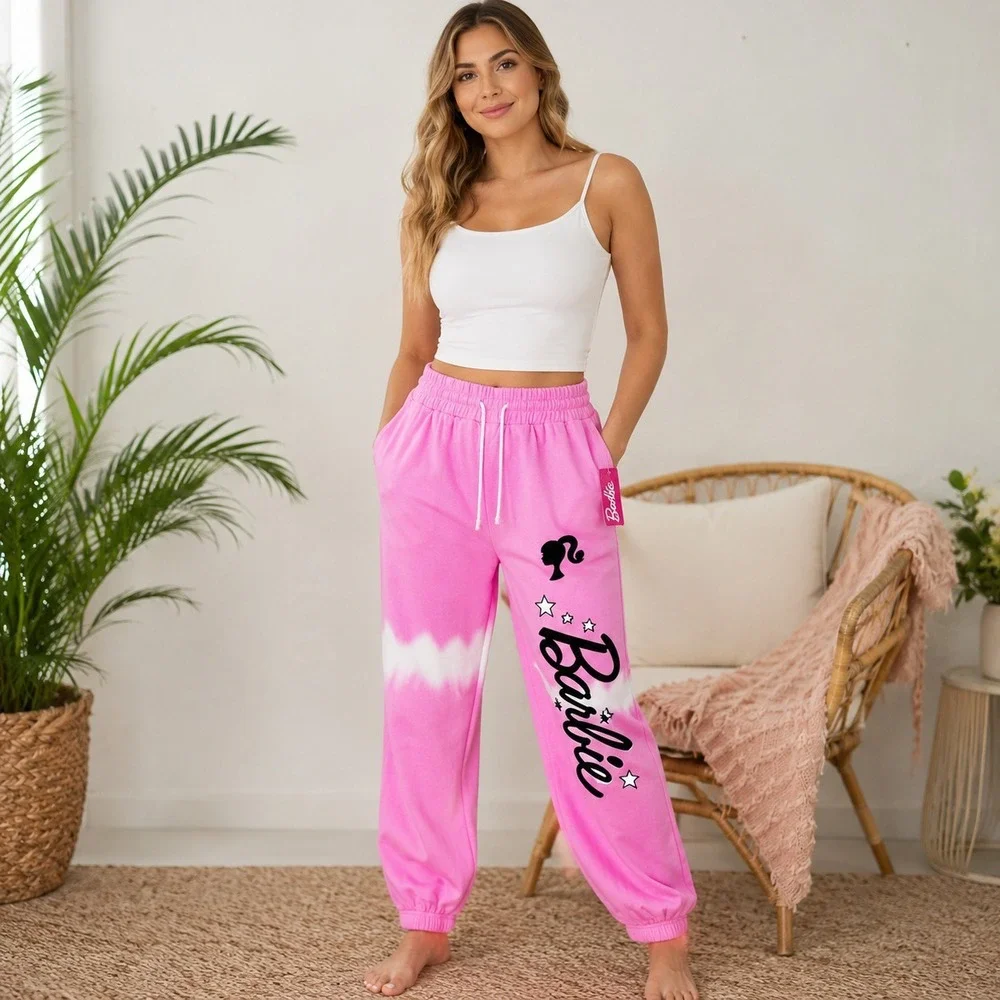 Barbie Pink Tie Dye Jogger Pants Womens Size M Barbiecore Lounge NWT